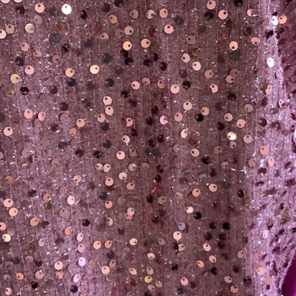 New Womens Pink Sparkling Sequin Top Blouse Large - Picture 4 of 4